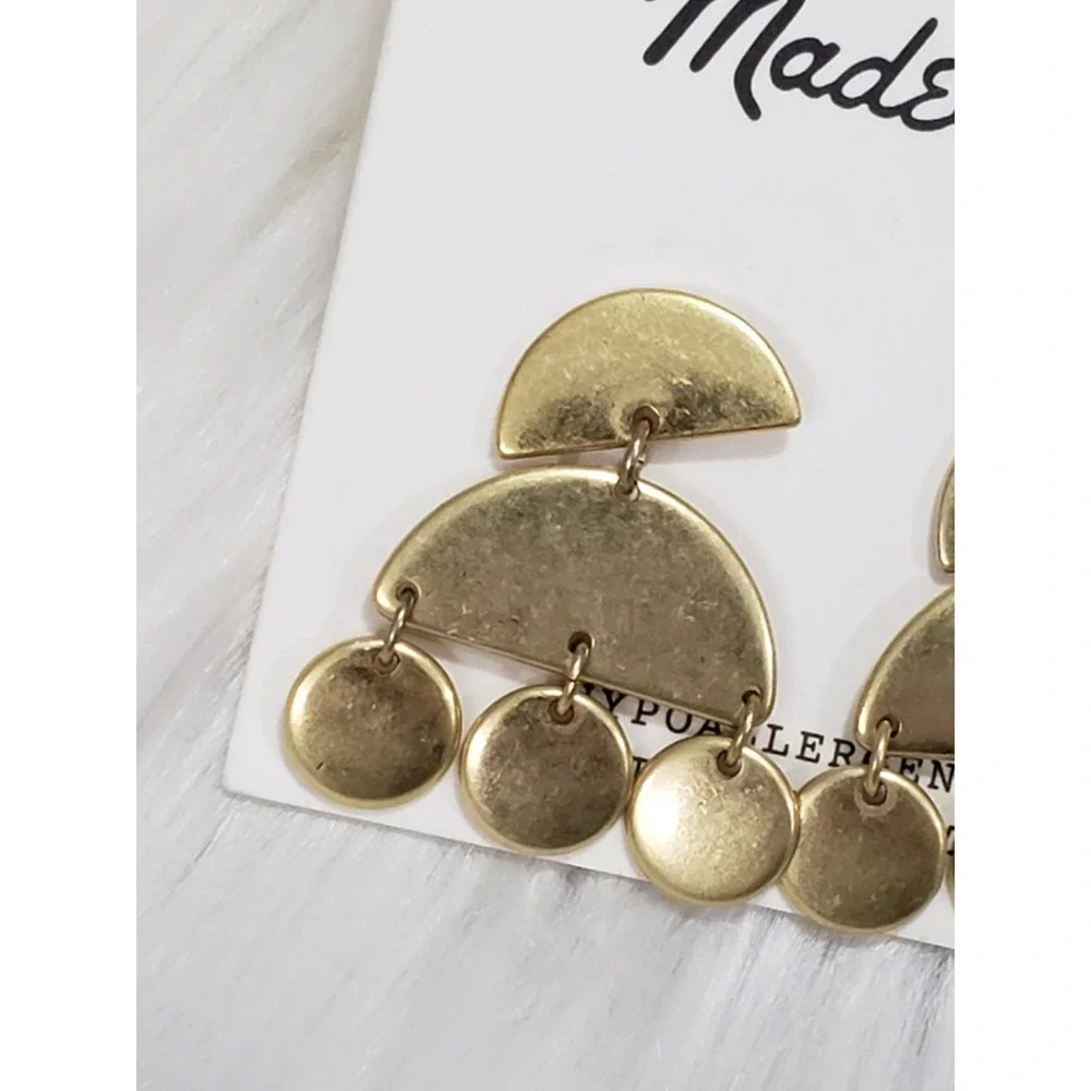 NEW Madewell Geometric Arch Drop Earrings Gold Tone Abstract